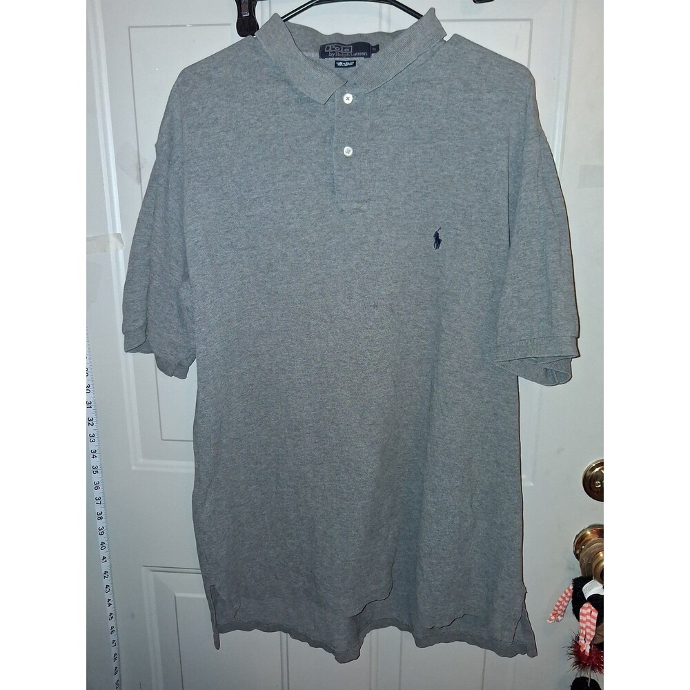 Polo Ralph Lauren Gray Short Sleeve Polo Shirt Men's XL Pony Logo 100% Cotton...